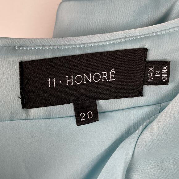 11 HONORE Erica Satin Miniskirt Light Blue Plus Size 20 Above Knee Skater Skirt - Picture 6 of 10